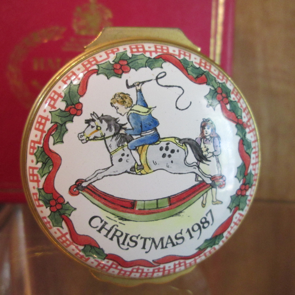 Enamel Trinket Box ROCKING HORSE Christmas 1987